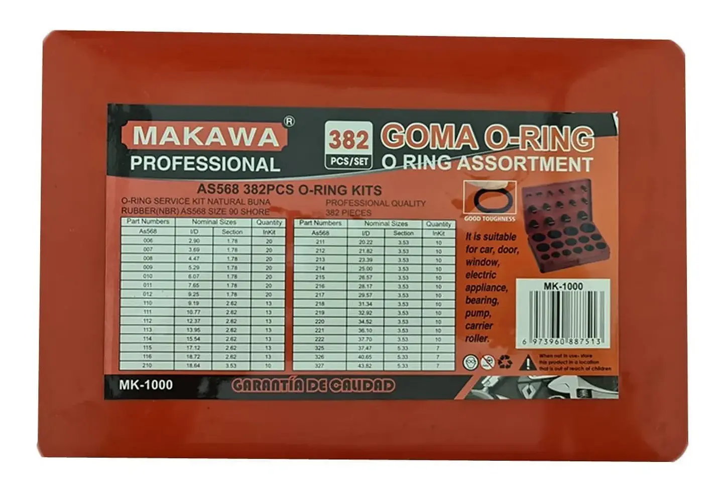 Juego Orrines O-ring Universales 382 Pcs Milimetro Makawa 2