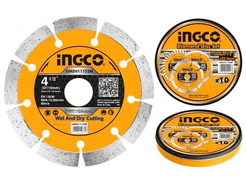 Disco Diamantado Segmentado 4 1/2 115mm 10 Und Ingco
