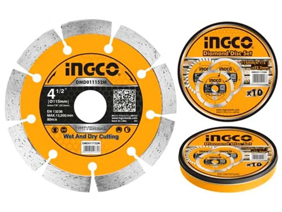 Disco Diamantado Segmentado 4 1/2 115mm 10 Und Ingco 1