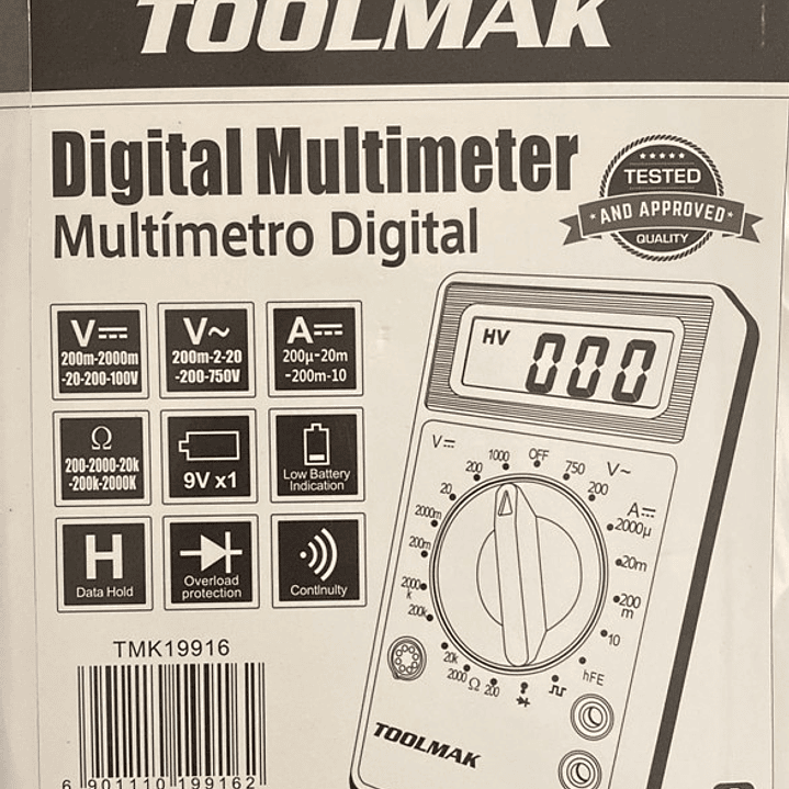 Multimetro Multitester Digital Toolmak Tmk19916 2