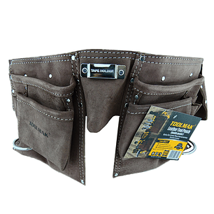 Coleto Carpintero De Cuero Doble Porta Herramienta Tmk19831