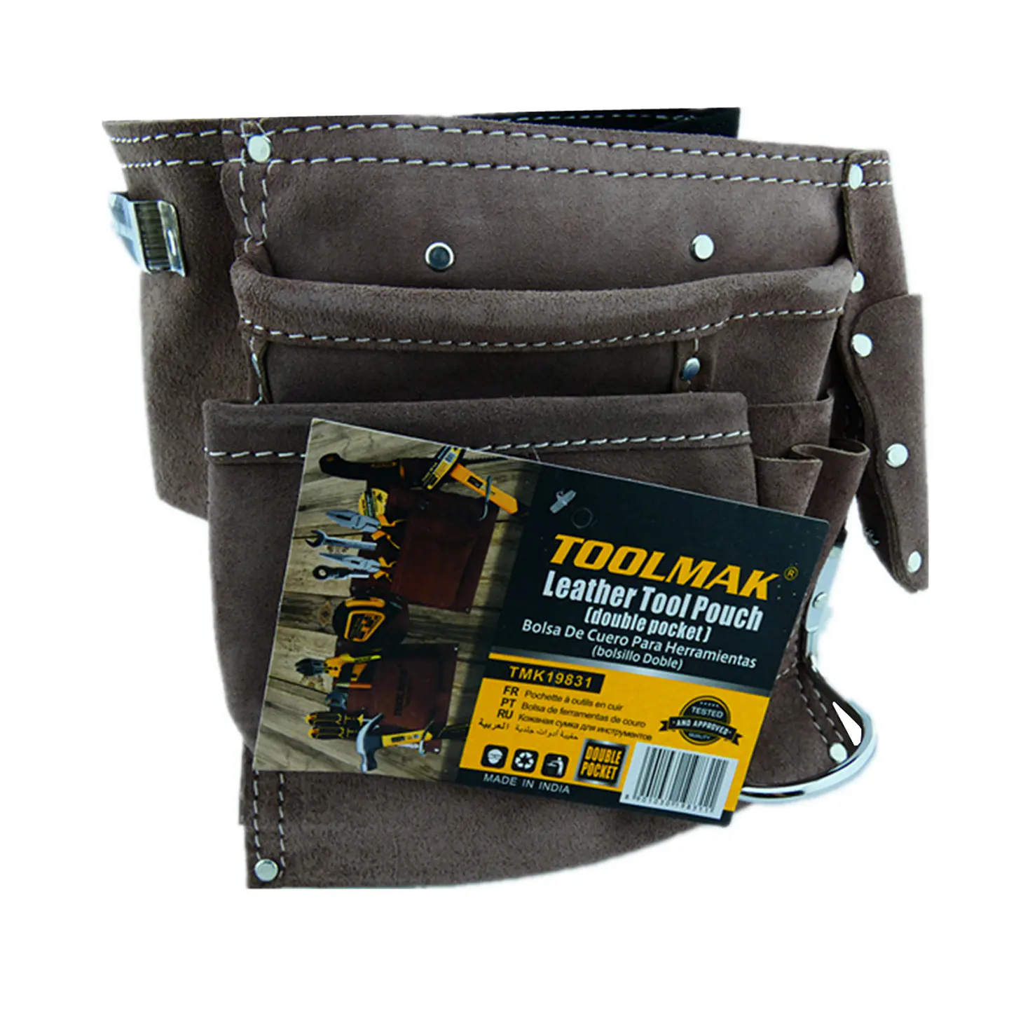 Coleto Carpintero De Cuero Doble Porta Herramienta Tmk19831 4