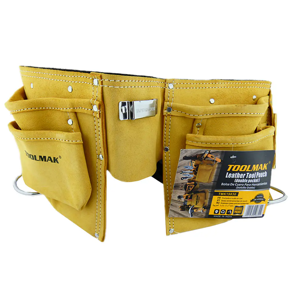 Coleto Carpintero De Cuero Doble Porta Herramienta Tmk19830 1