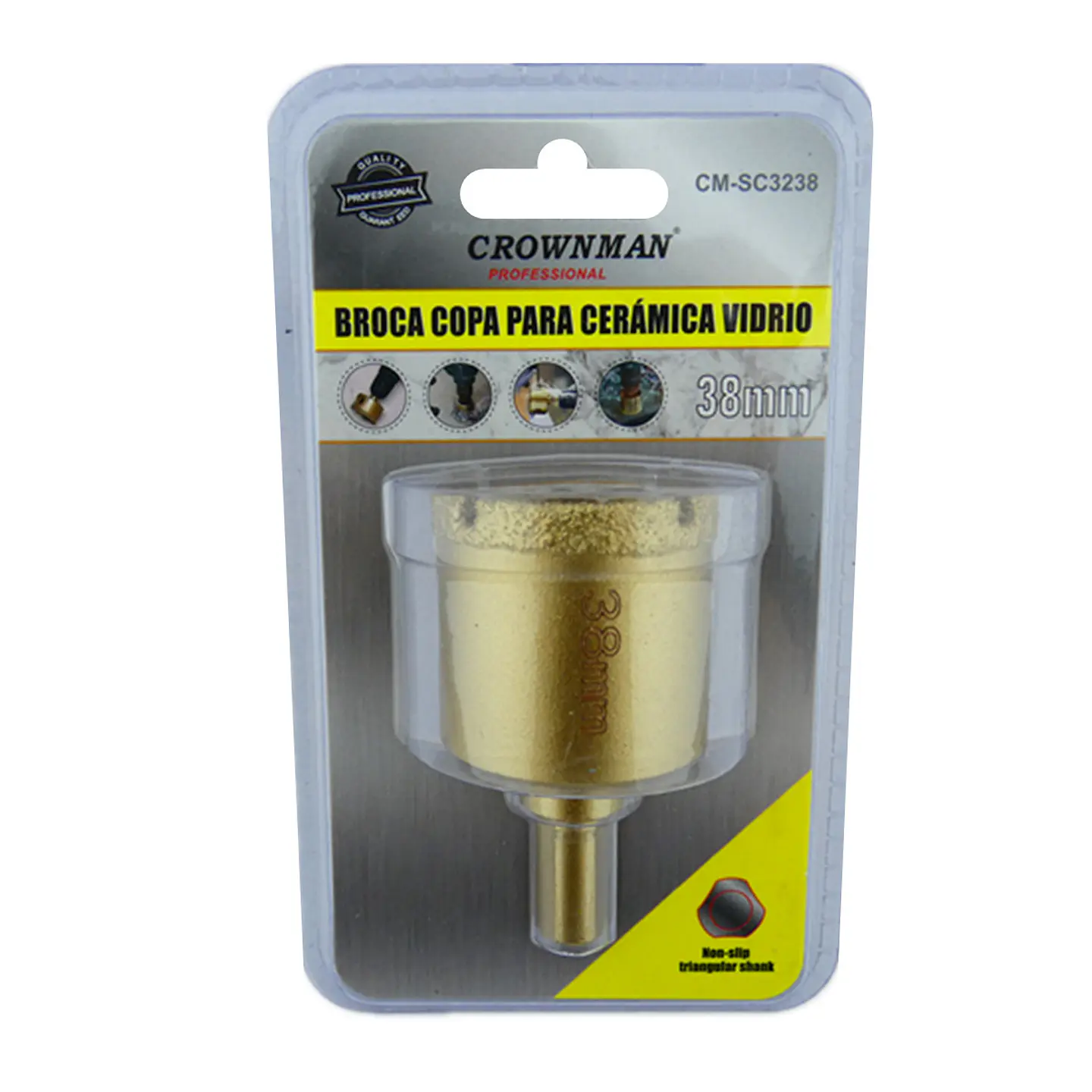 Broca Copa Diamantada Para Vidrio Ceramica Marmol 38mm Crow 1