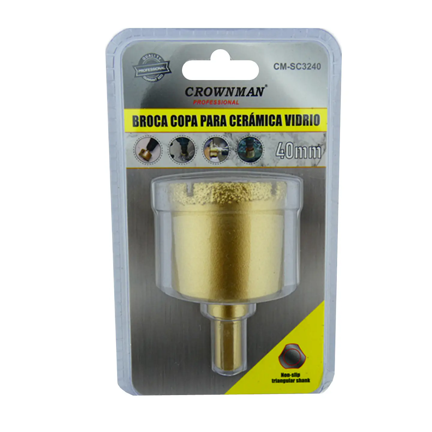 Broca Copa Diamantada Para Vidrio Ceramica Marmol 40mm Crow 1