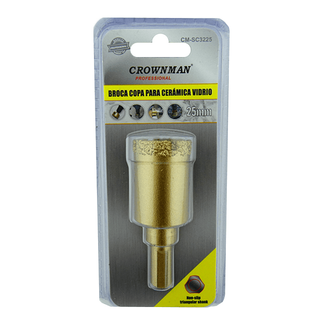 Broca Copa Diamantada Para Vidrio Ceramica Marmol 25mm Crow