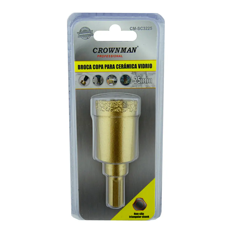 Broca Copa Diamantada Para Vidrio Ceramica Marmol 25mm Crow 1