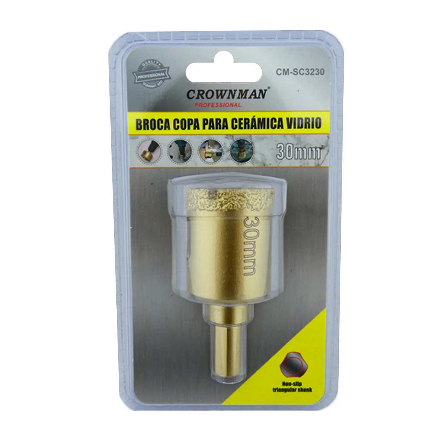 Broca Copa Diamantada Para Vidrio Ceramica Marmol 30mm Crow 1