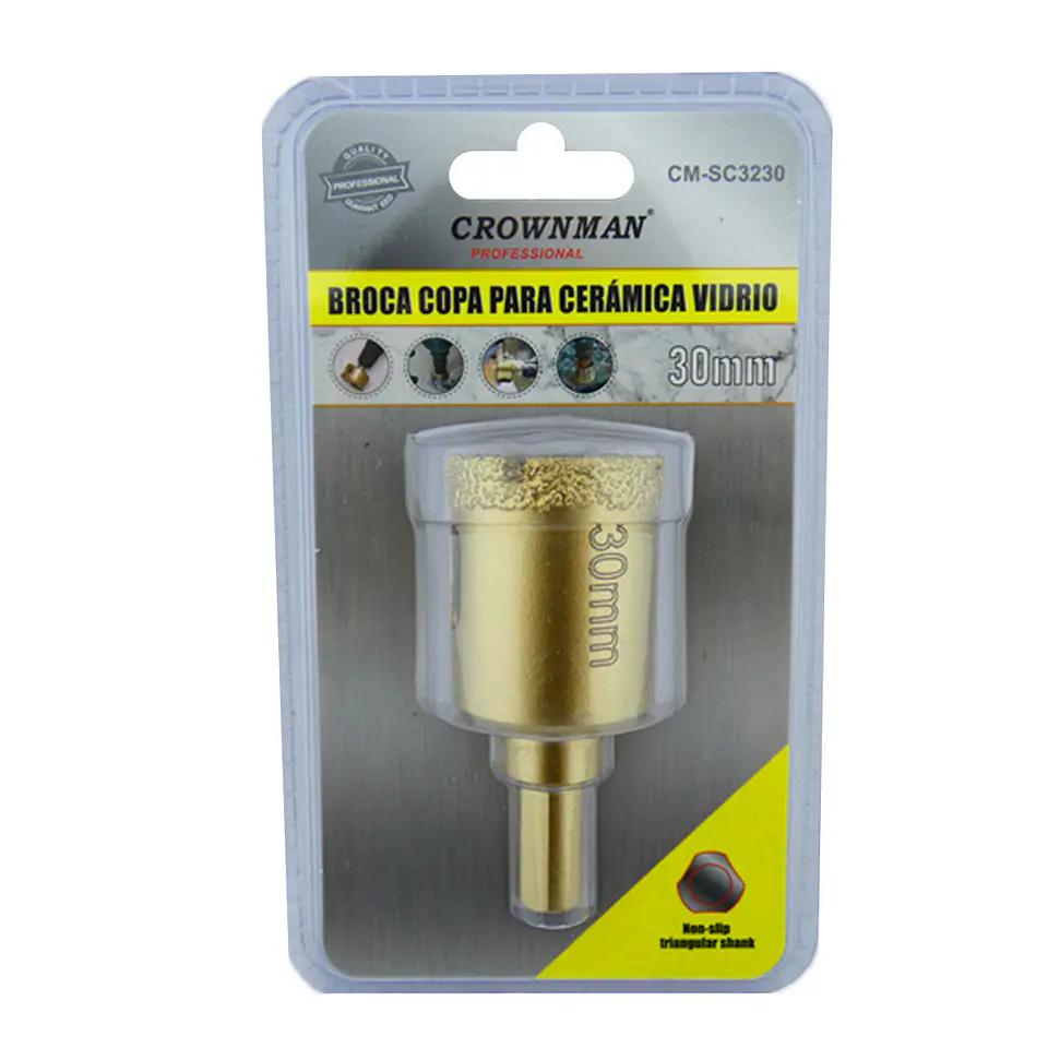 Broca Copa Diamantada Para Vidrio Ceramica Marmol 30mm Crow 1