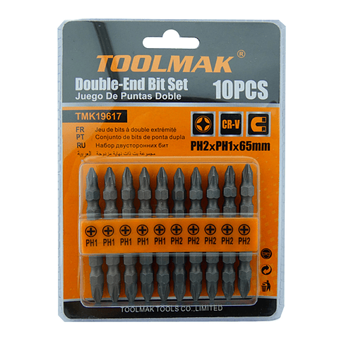 Kit Juego Puntas Phillips Ph2 Ph1 Doble 10 Pcs Tmk19617
