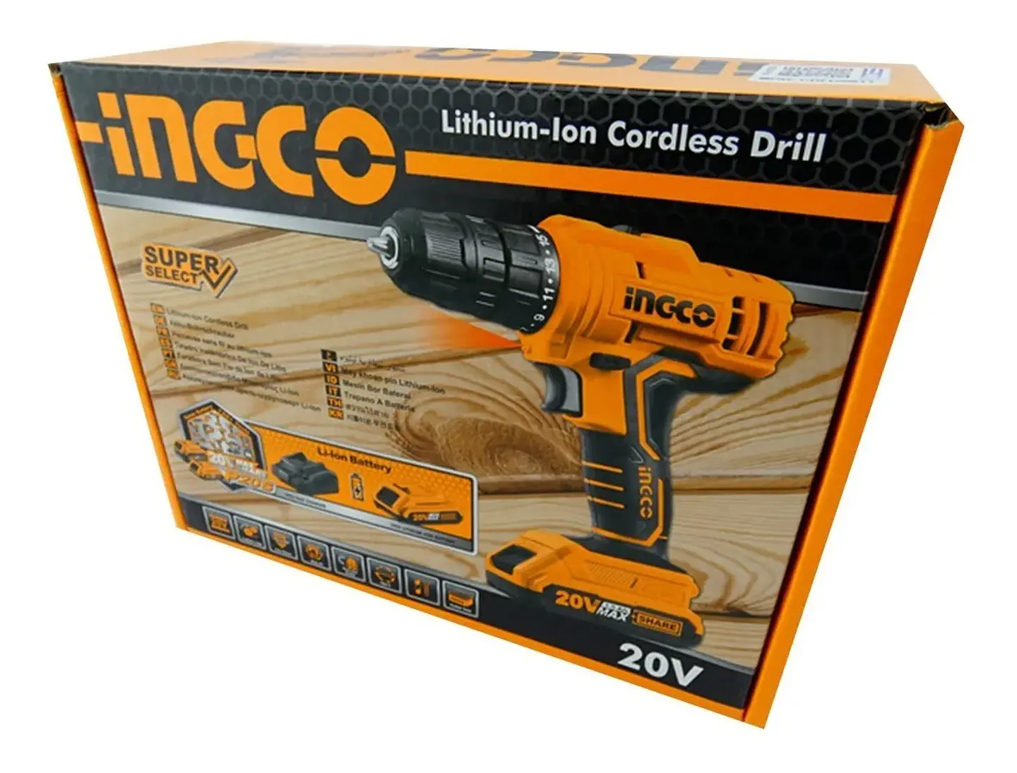 Taladro Atornillador Inalambrico 20v 10mm + Bat+ Carg Ingco 3