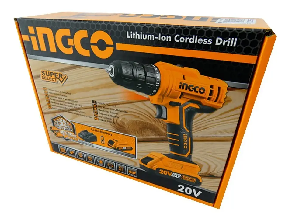 Taladro Atornillador Inalambrico 20v 10mm + Bat+ Carg Ingco 3