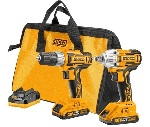 Kit Taladro Atornillador+ Llave Impacto 20v+ Bat+ Carg Ingco