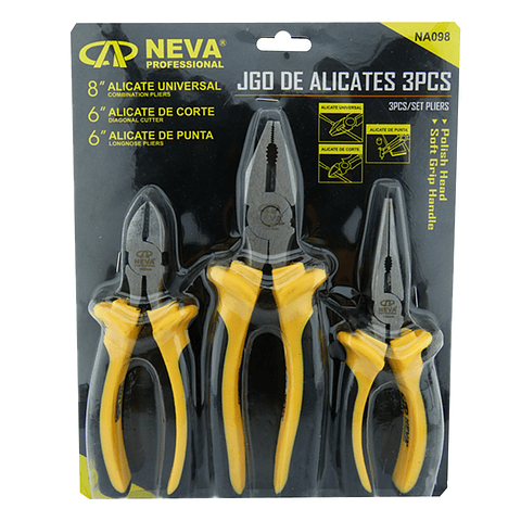 Kit Set Juego De Alicates 3 Piezas Neva Na098
