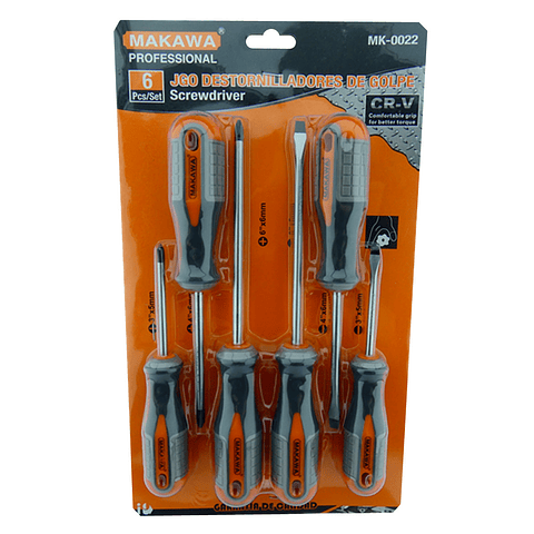  Juego Kit Set De Destornilladores De Golpe 6 Piezas Mk-0022