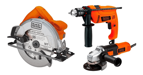 Sierra Circular + Taladro + Esmeril Angular Black+decker