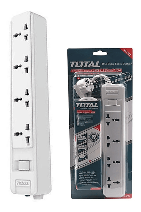 Alargador Zapatilla Electrica 4 Posiciones 3 Mts Thes23042v