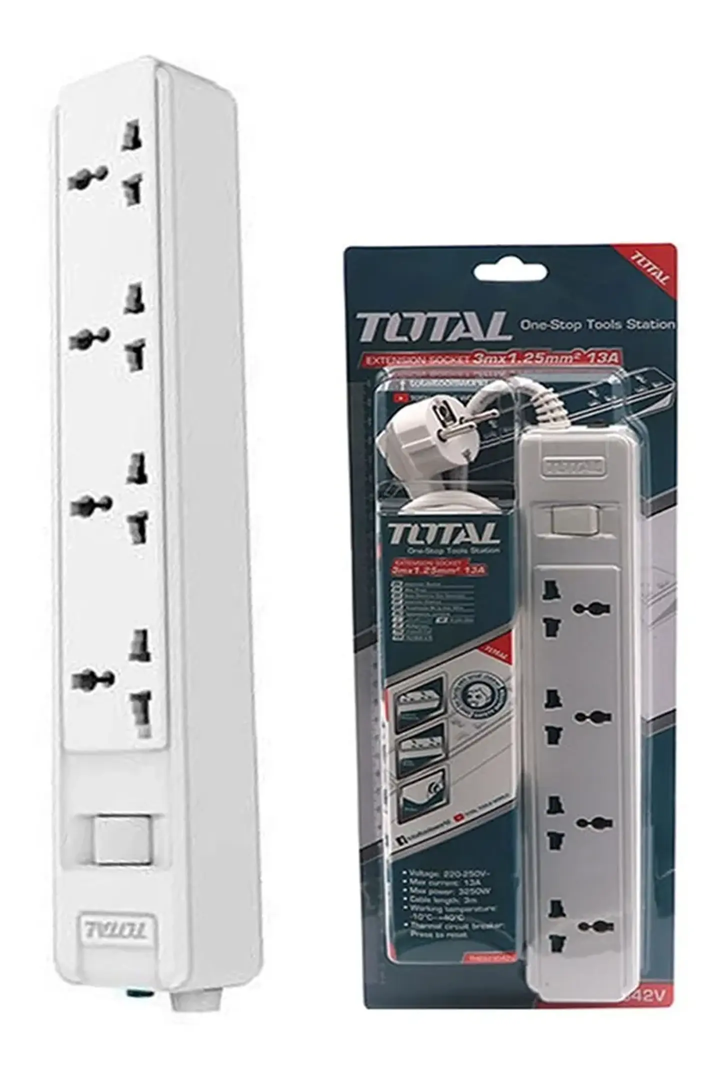 Alargador Zapatilla Electrica 4 Posiciones 3 Mts Thes23042v 1