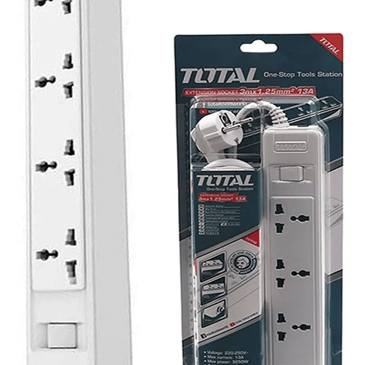 Alargador Zapatilla Electrica 4 Posiciones 3 Mts Thes23042v 1