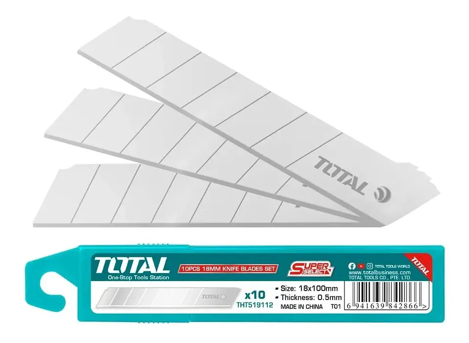 Repuesto Hoja Cuchillo Cartonero Corta Cartón 18mm 10 und Total 1