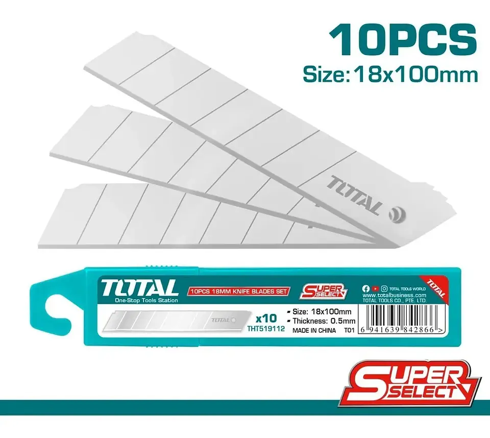 Repuesto Hoja Cuchillo Cartonero Corta Cartón 18mm 10 und Total 2