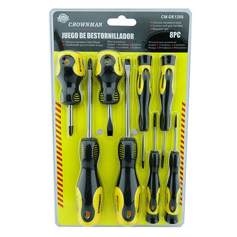 Kit Set Juego Destornilladores 8 Piezas Crownman Cm-de1208