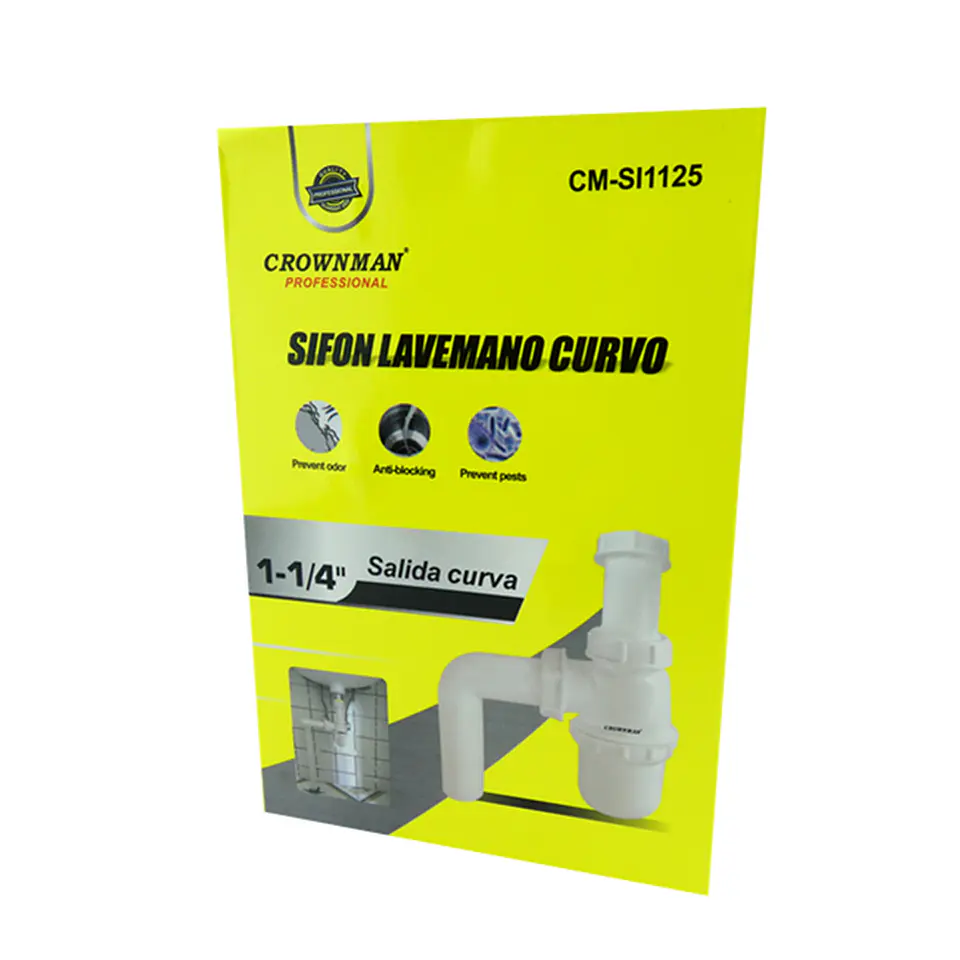 Sifon Lavamanos Salida Curva 1-1/4 Pulgada Desague Baño Crow 2