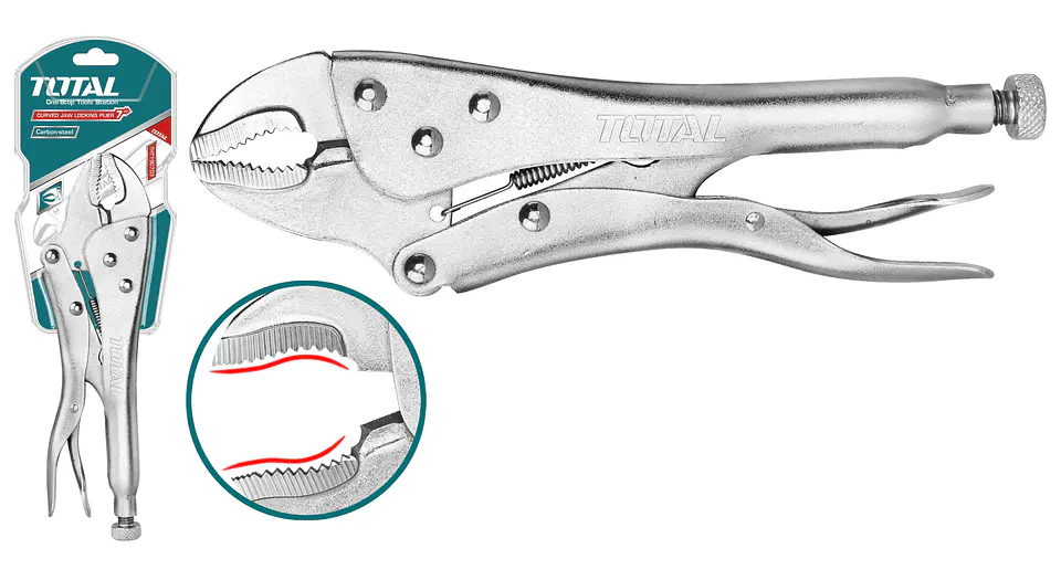 Alicate Caiman De Presion Boca Curva 7 PuLG Total Tht190703 2