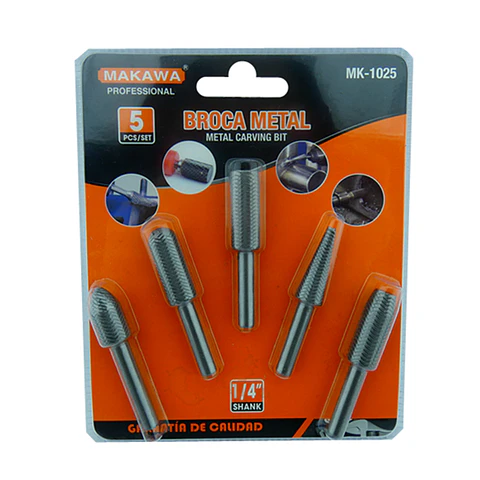 Kit Juego Brocas Metal Escofina Rotativa 1/4 5 Pcs Mk-1025