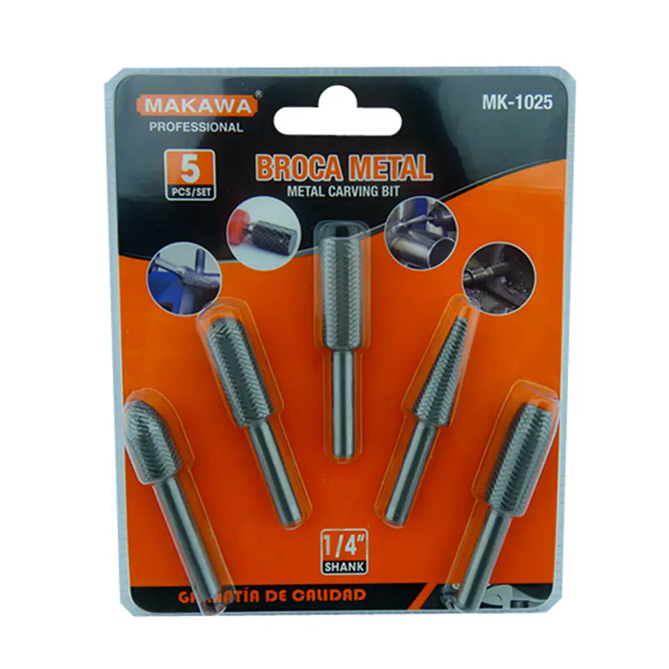 Kit Juego Brocas Metal Escofina Rotativa 1/4 5 Pcs Mk-1025 1