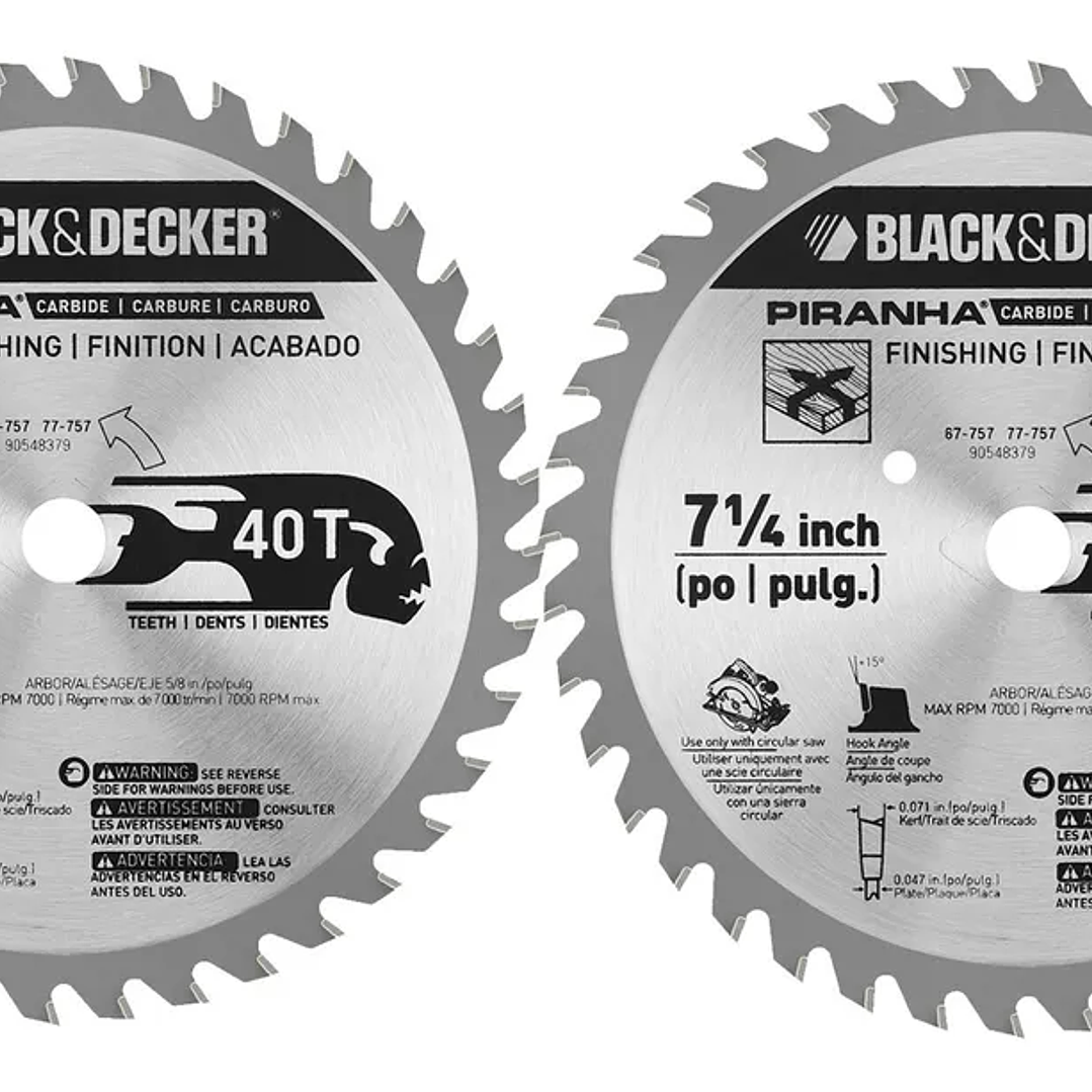 Pack 2 Discos Sierra Circular 7 1/4 40 Dientes Black+decker 1