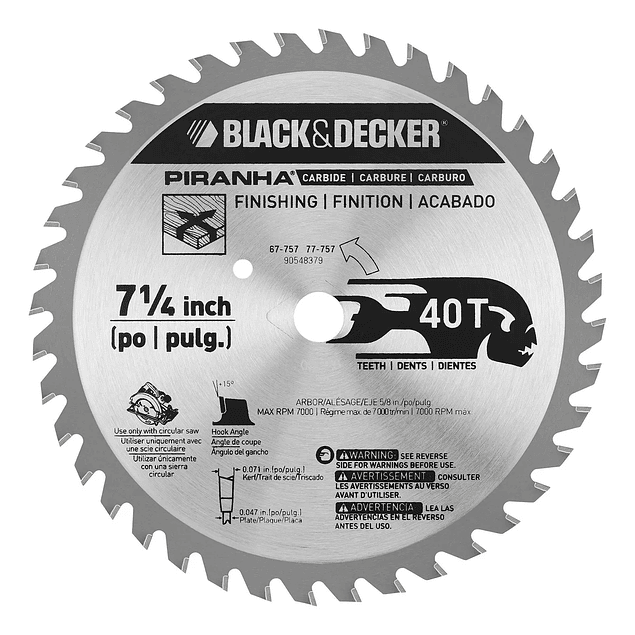 Pack 2 Discos Sierra Circular 7 1/4 40 Dientes Black+decker