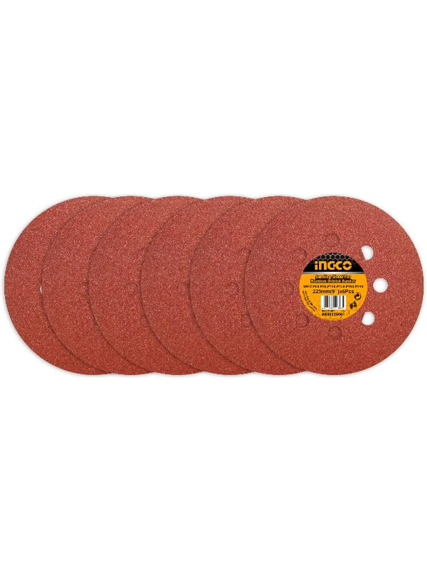 6 Disco Lija Para Pulir 225mm Velcro Grano Variado Ingco 1