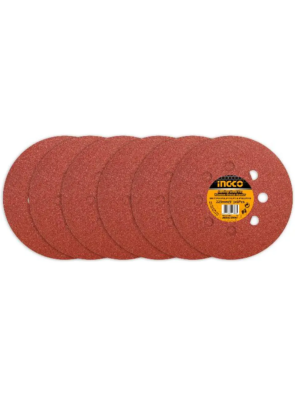 6 Disco Lija Para Pulir 225mm Velcro Grano Variado Ingco 1