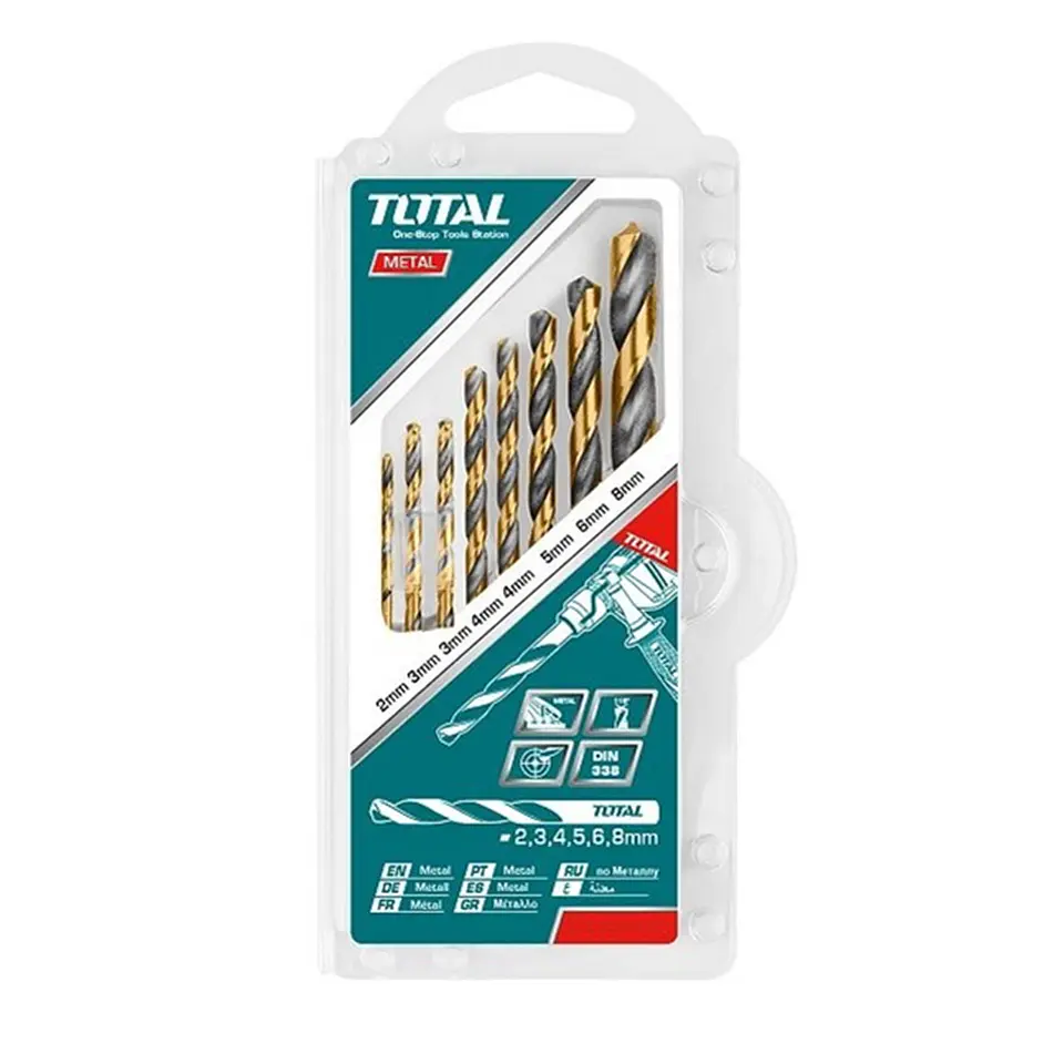 Kit Set Juego Brocas Para Metal 8 Piezas Total Tacsd0801 1