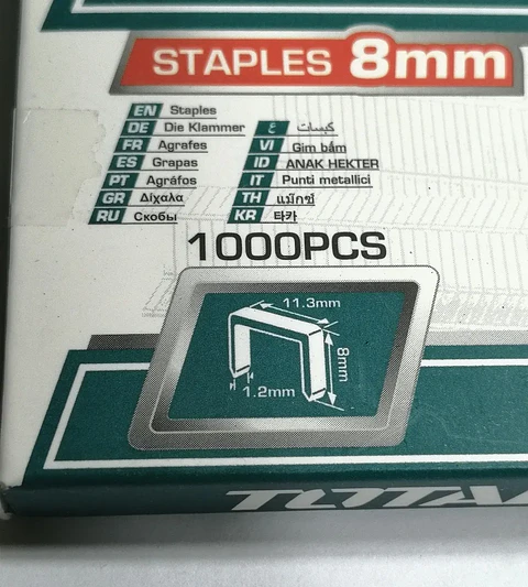 Grapas Corchetes 8x1.2mm Caja 1000 Unidades Total Tht3982