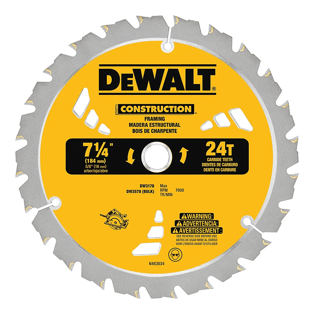 Pack 3 Hoja Disco Sierra Circular 7 1/4 24 Dientes Dewalt