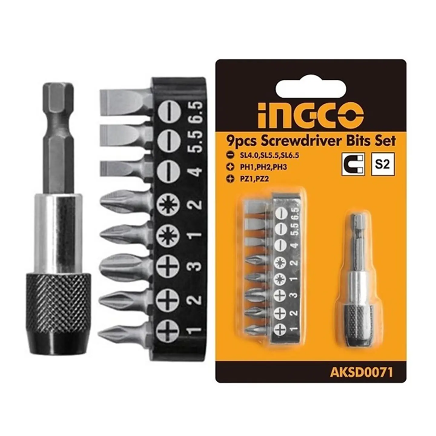 Juego De Puntas Taladro Atornillador 9 PIezas Magnetico Ingco 1