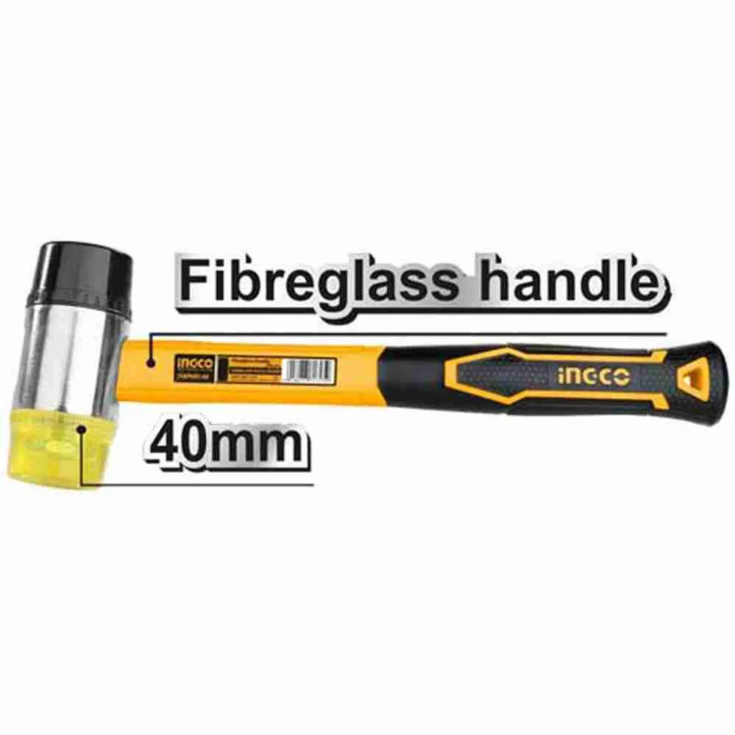 Martillo Suave Doble Cara Cabeza Goma Plástico 40mm Ingco 3