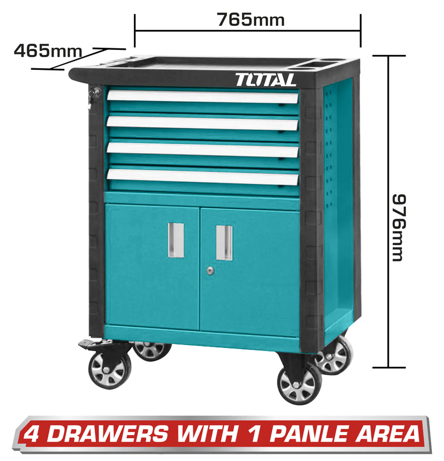 Carro Caja Gabinete Metalico P/ Herramientas 4 Cajones Total 2