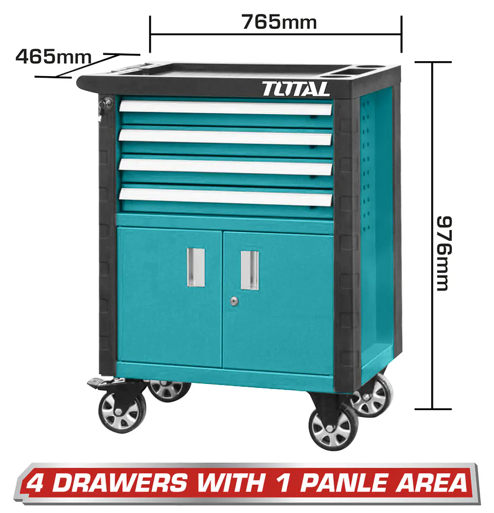 Carro Caja Gabinete Metalico P/ Herramientas 4 Cajones Total 2