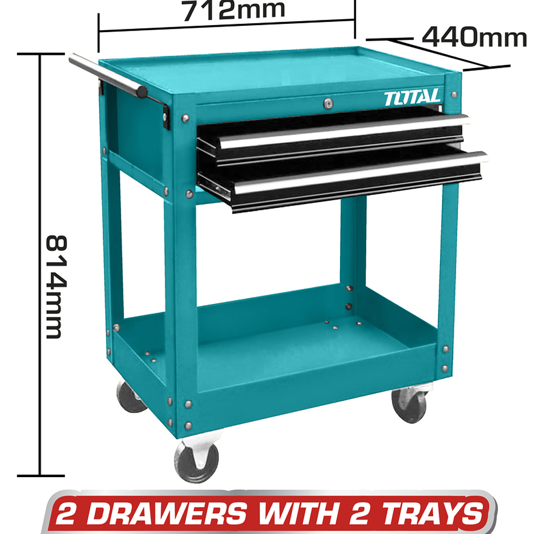 Carro Caja Gabinete  Metalico Para Herramientas 2 Cajones 2