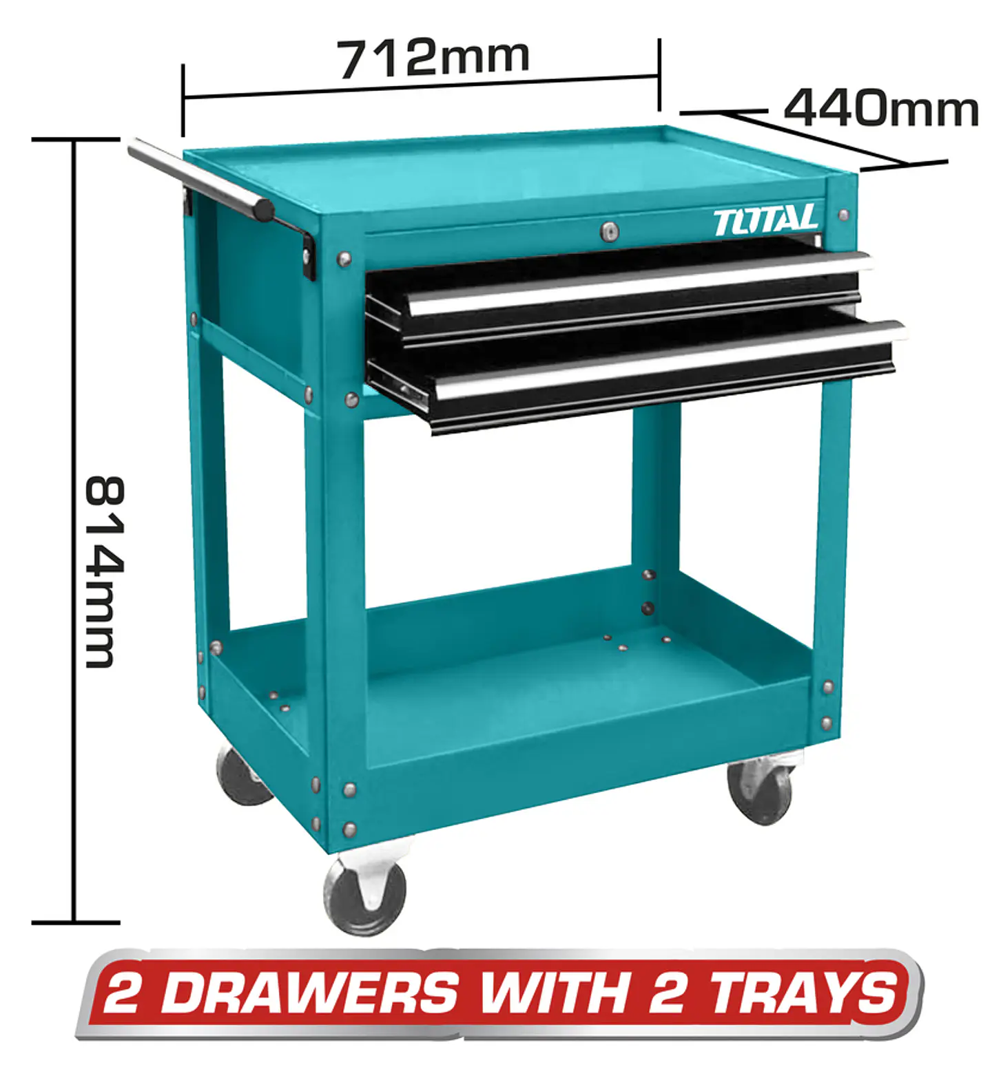 Carro Caja Gabinete  Metalico Para Herramientas 2 Cajones 2