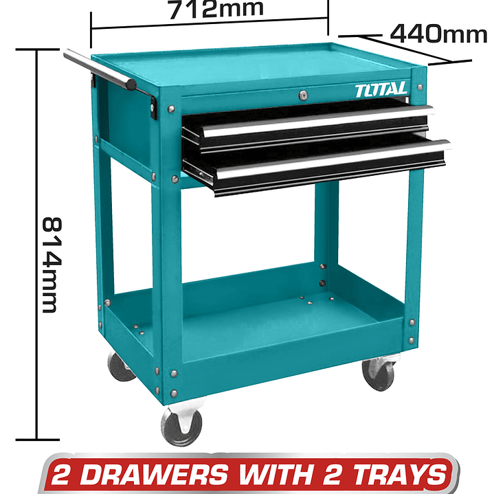 Carro Caja Gabinete  Metalico Para Herramientas 2 Cajones 2