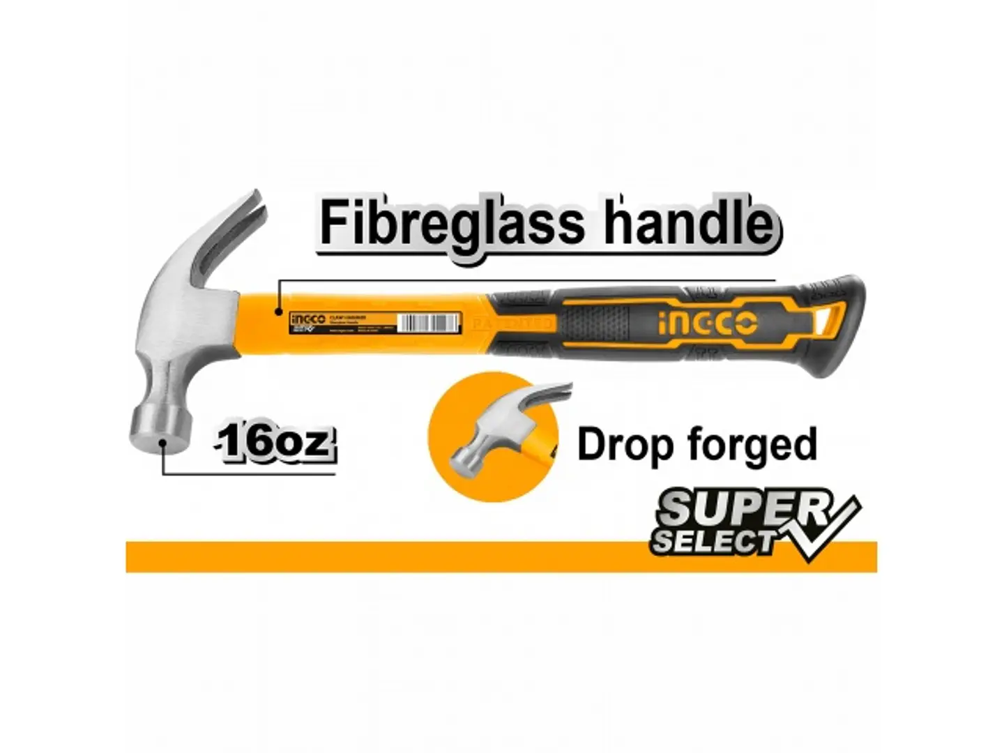 Martillo Mango De Fibra 16oz Ingco Hchs8016 2