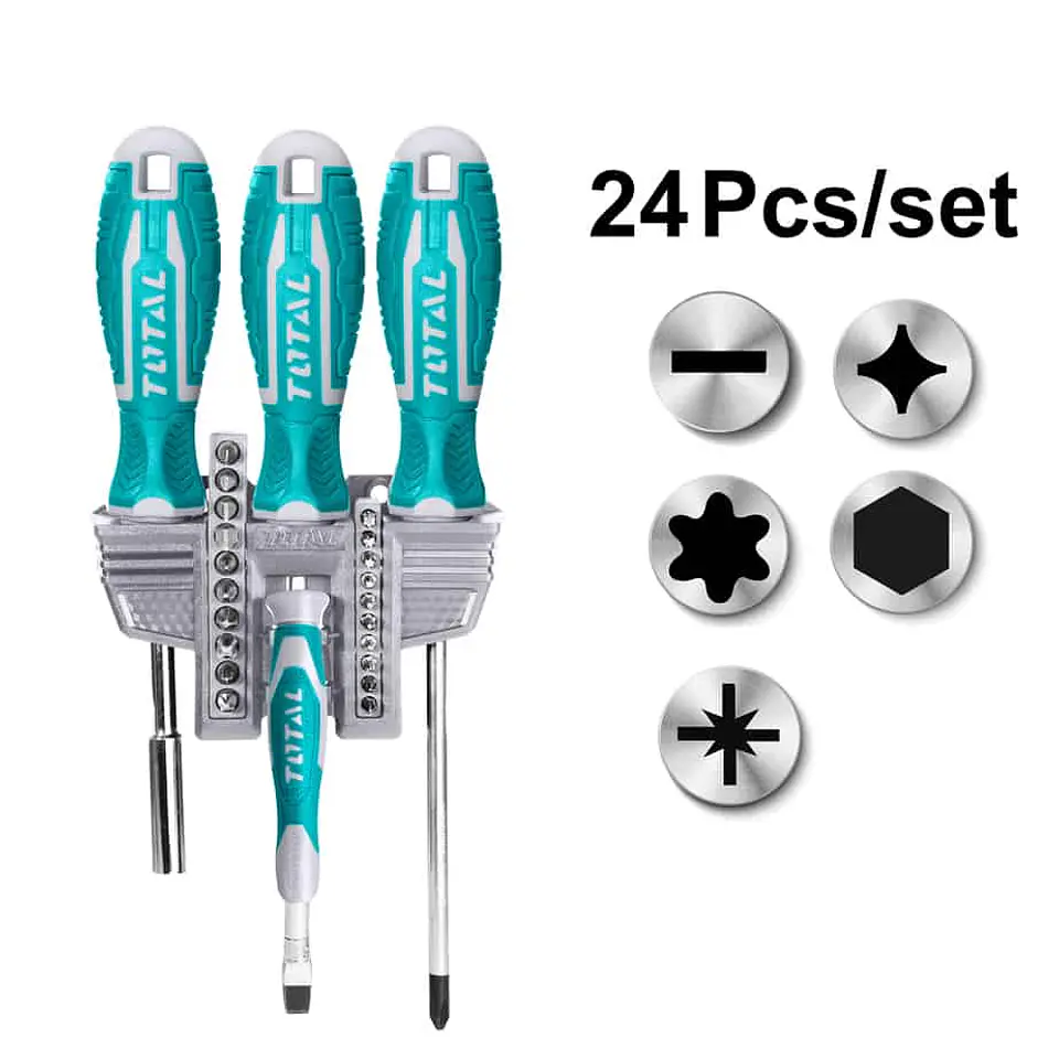 Kit Set Juego De Destornilladores Y Puntas 24 Piezas Total  2