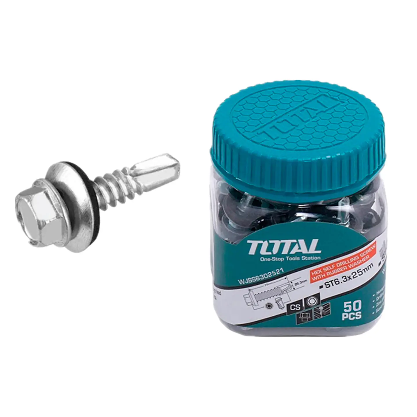  Tornillo Autoperforante C/golilla De 6.3 X 25mm 50 Und Total 1