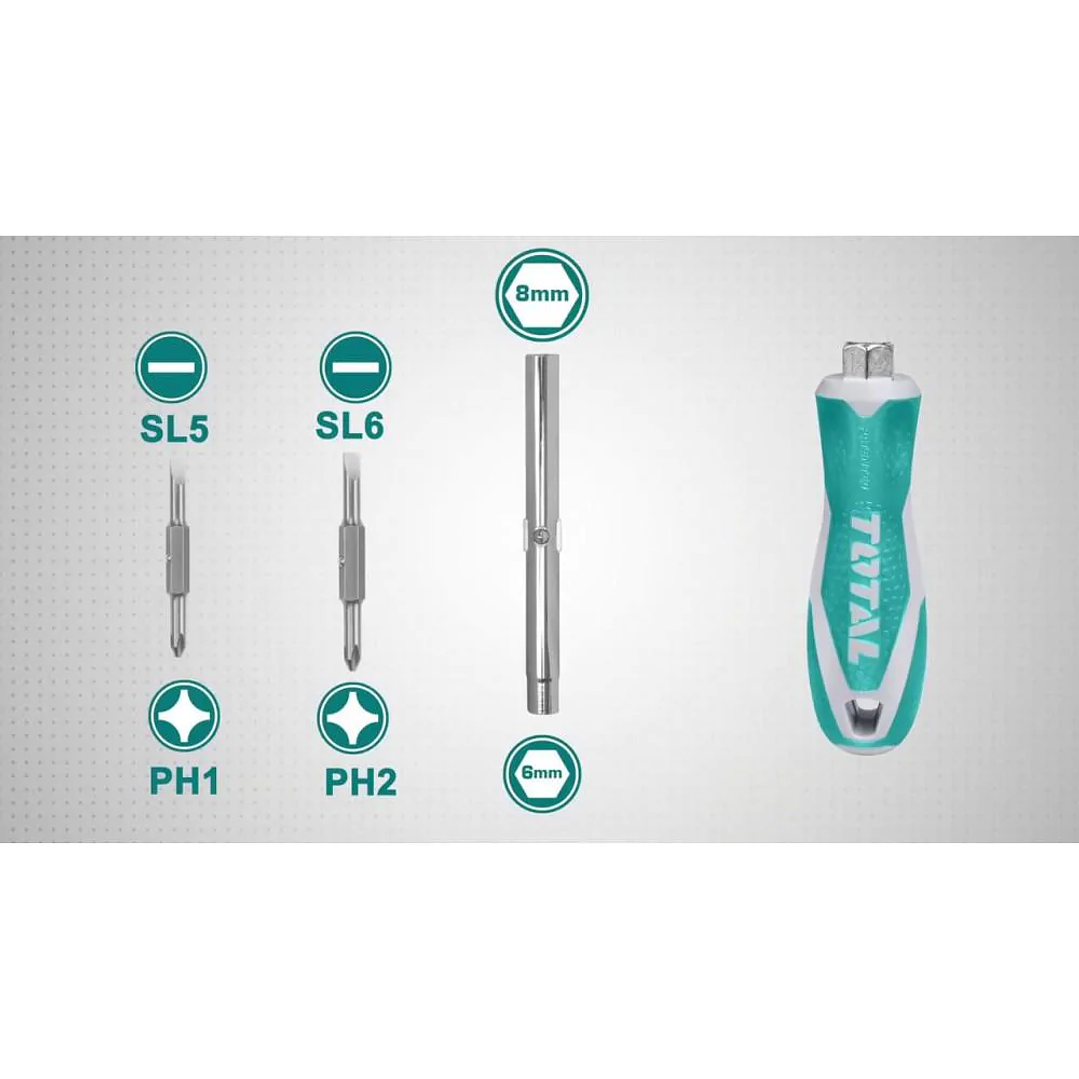 Juego Destornillador Puntas 6 En 1 Total Tht2506076 3