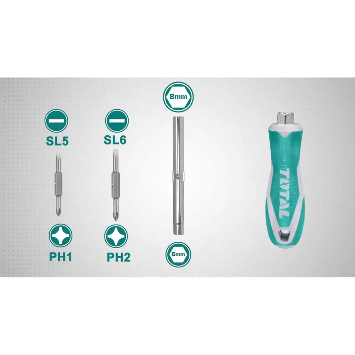 Juego Destornillador Puntas 6 En 1 Total Tht2506076 3