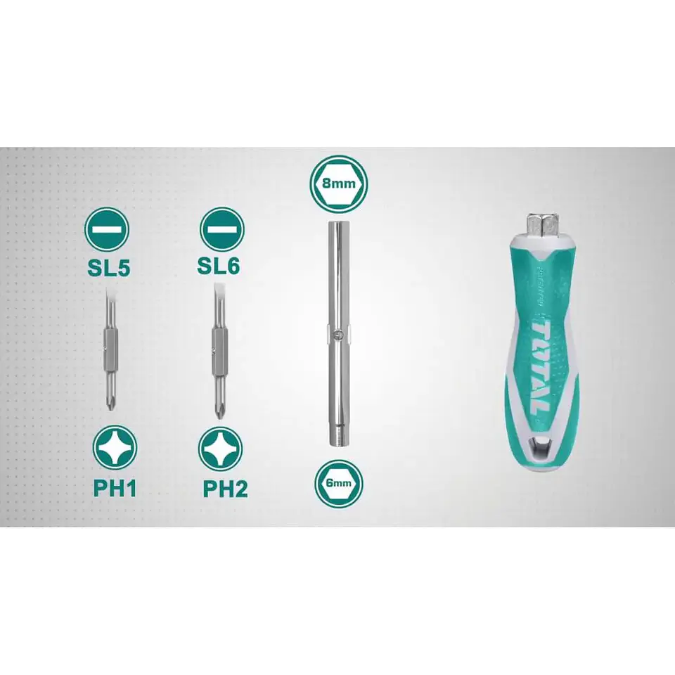 Juego Destornillador Puntas 6 En 1 Total Tht2506076 3